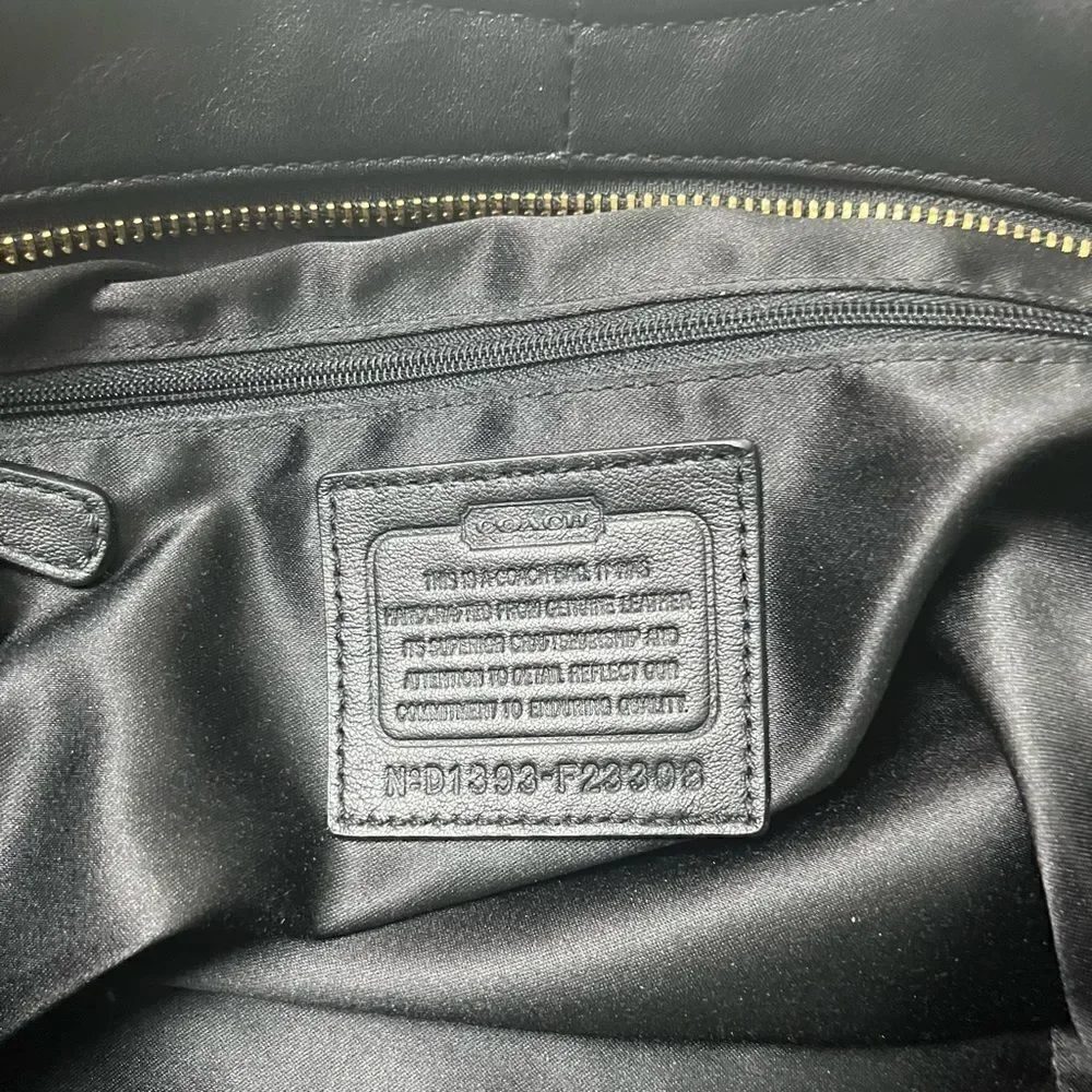 Coach Blk Leather Ashley Satchel w/Pleat Detail Embossed Accents Gold Fittings